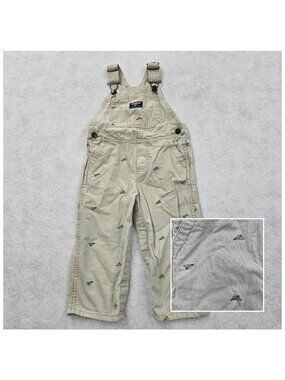 OshKosh Novelty Print Paper Airplane Bib Overalls Sz 24 Month Adjustable Straps